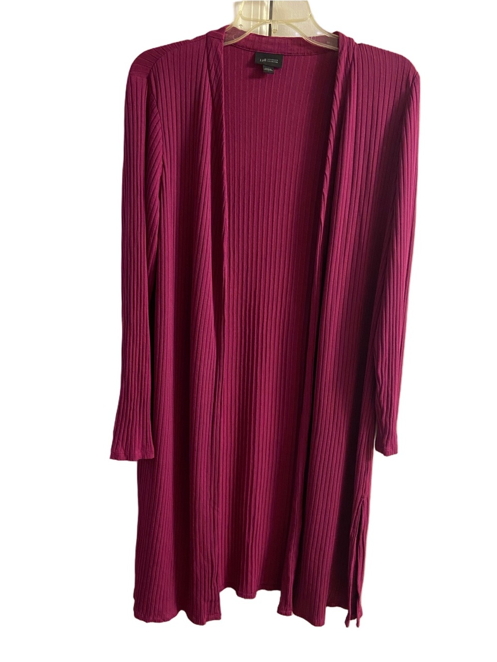 J Jill Wearever Collection Magenta Ribbed Open Front Duster Cardigan Sweater L